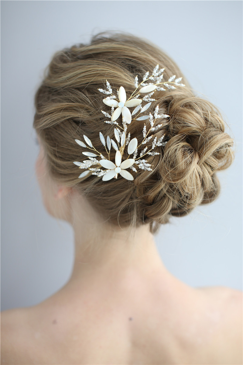 Flower Hair Clip Accessories Gold Beautiful Bridesmaid Head Clip