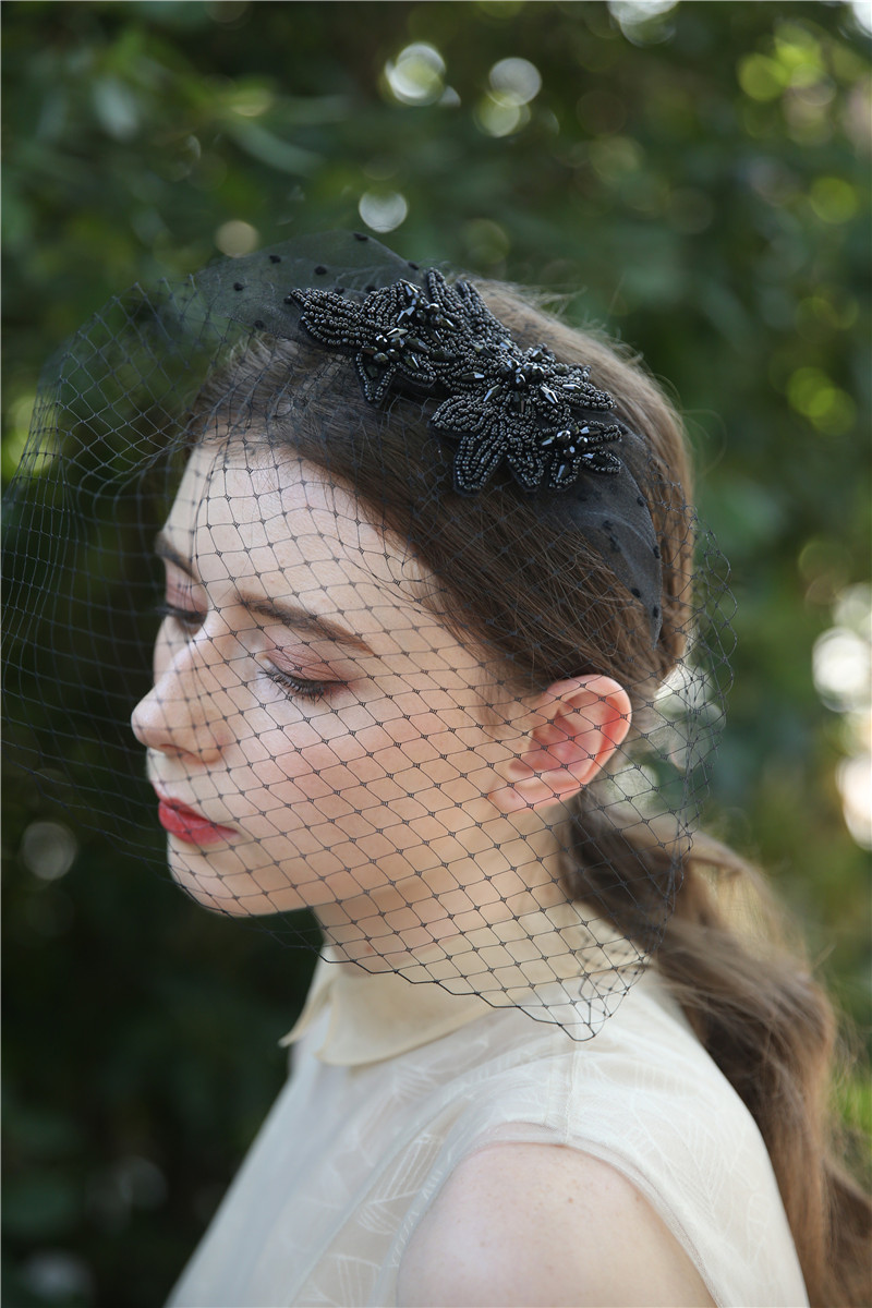 Fashion Beautiful Birdcage Veil Ladies Vintage Black Wedding Veil With Dots