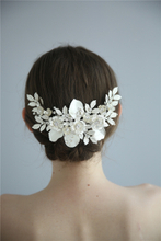 Flower Women Jewelry Rhinestones Wedding Accessory Triangle Hair Comb