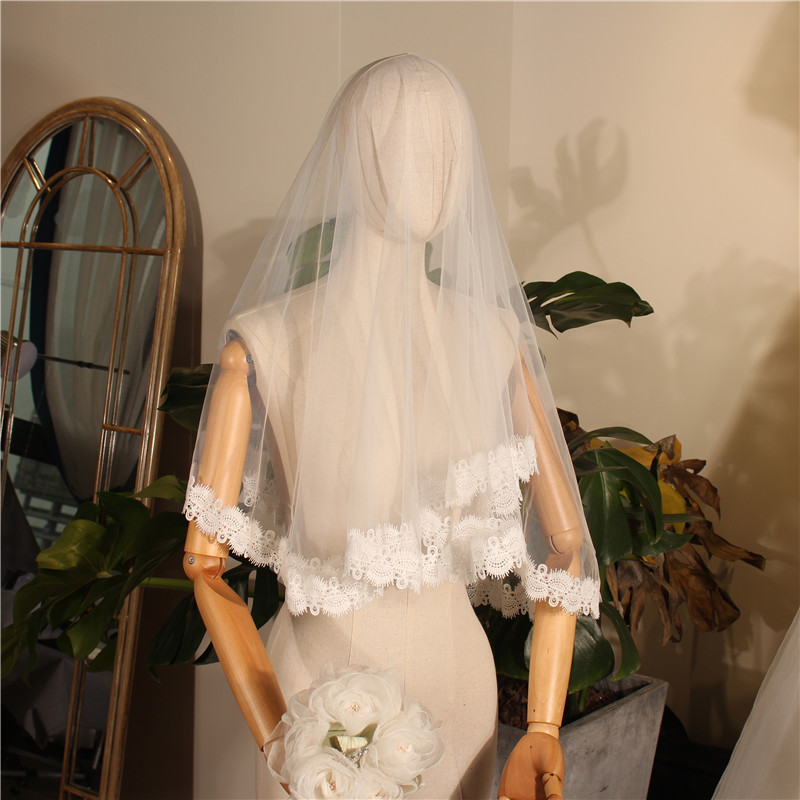 New Arrival Western Style Beautiful Handmade White Wedding Veil