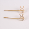 Promotional Fashion Rhinestone Beautiful Girl Cute Rabbit Ear Bobby Pins