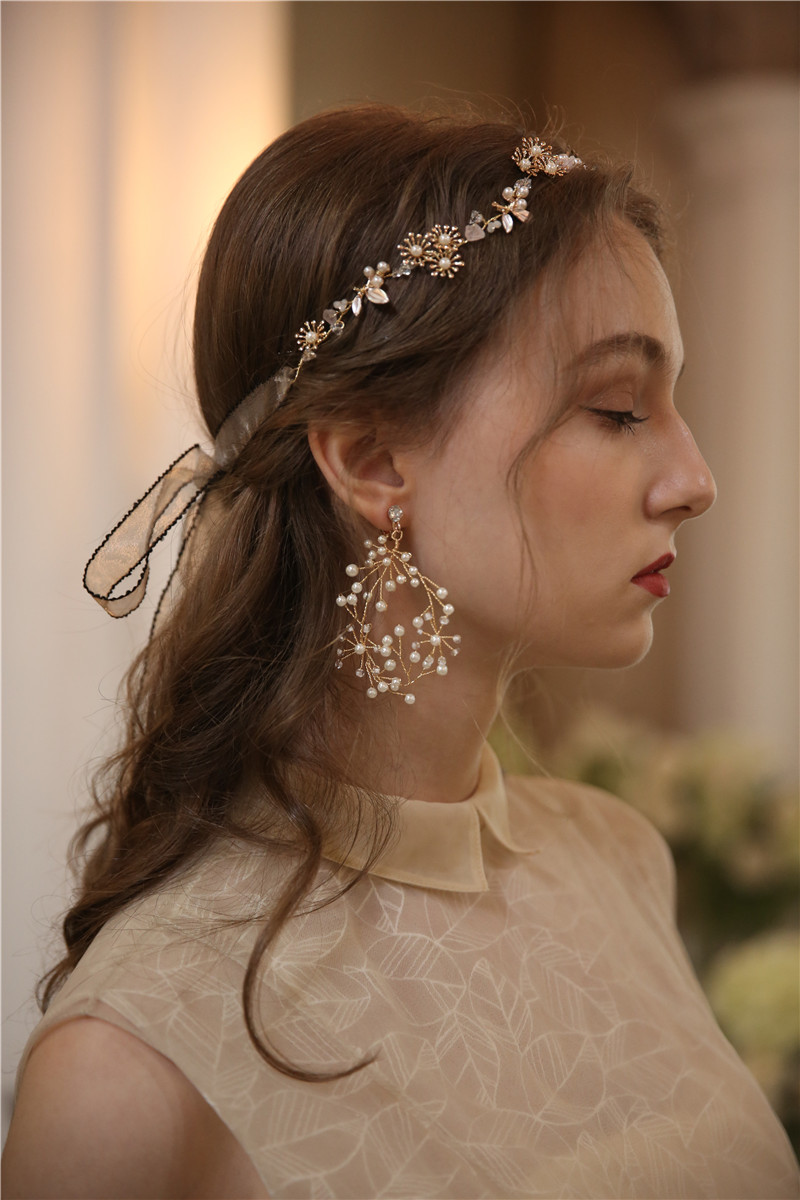 Pearl Pendant Necklace Earring Women Wedding Bridal Jewelry Set