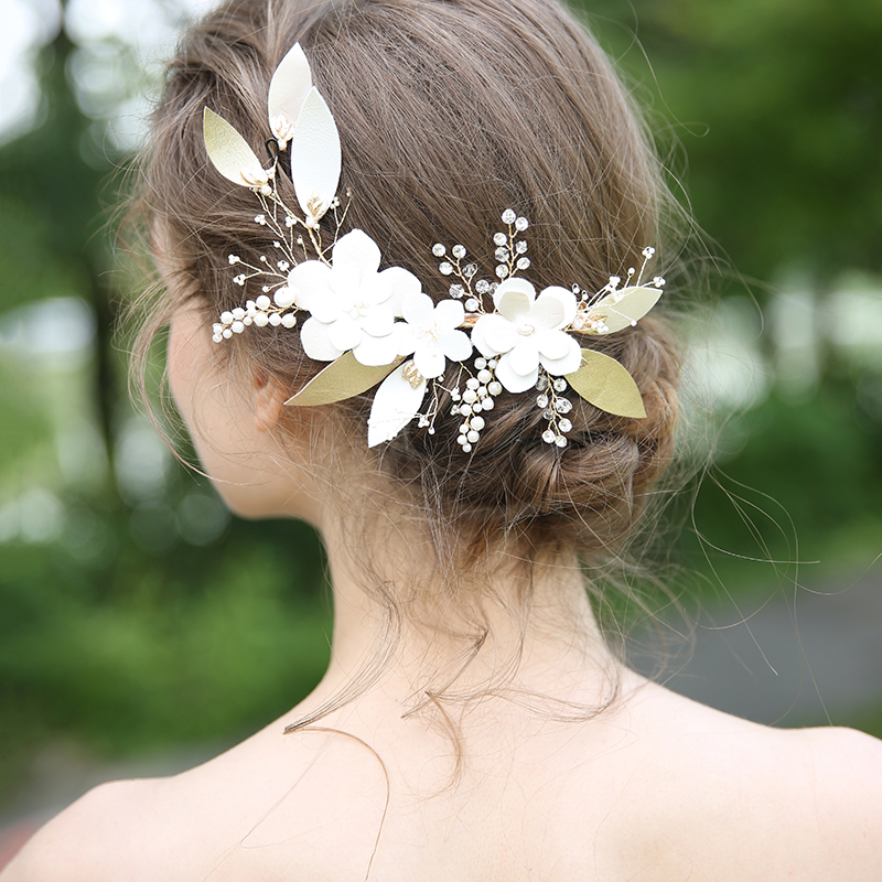 Newest Fashion Flower Wedding Pearl Hair Accessoires Bridal Crystal Rhinestone Side Hair Clips For Women 