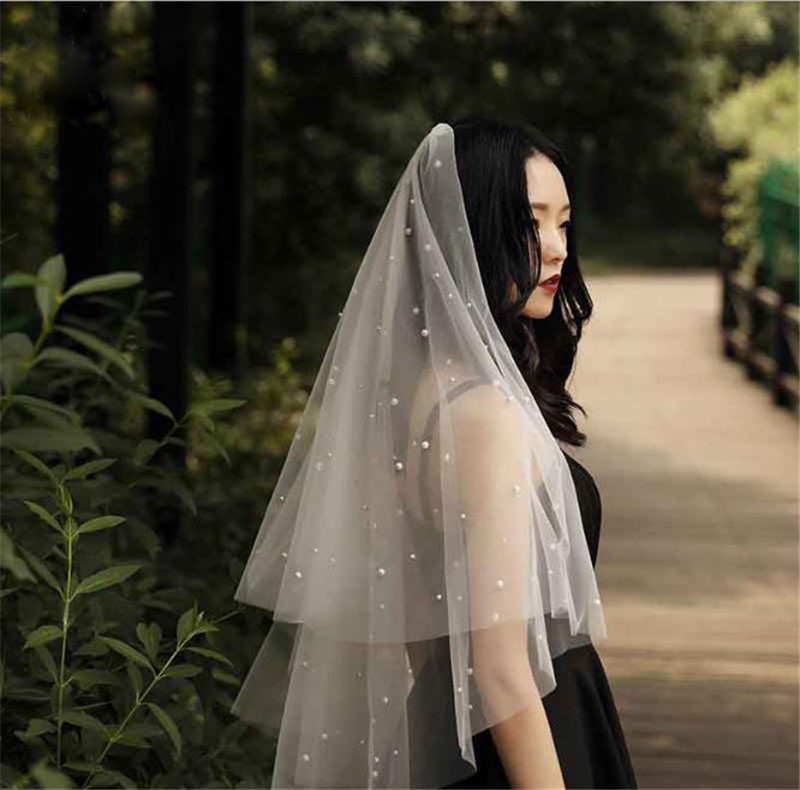 Luxury Wedding Accessories One Layers White Pearl Soft Bride Veils