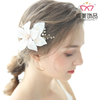Pink Flower Headband Pearl Wedding Headdress Accessories Jewelry Hair Clip
