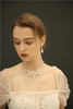 Waterdrop Shape Necklace Earring Wedding Bridal Crystal Silver Jewelry Set