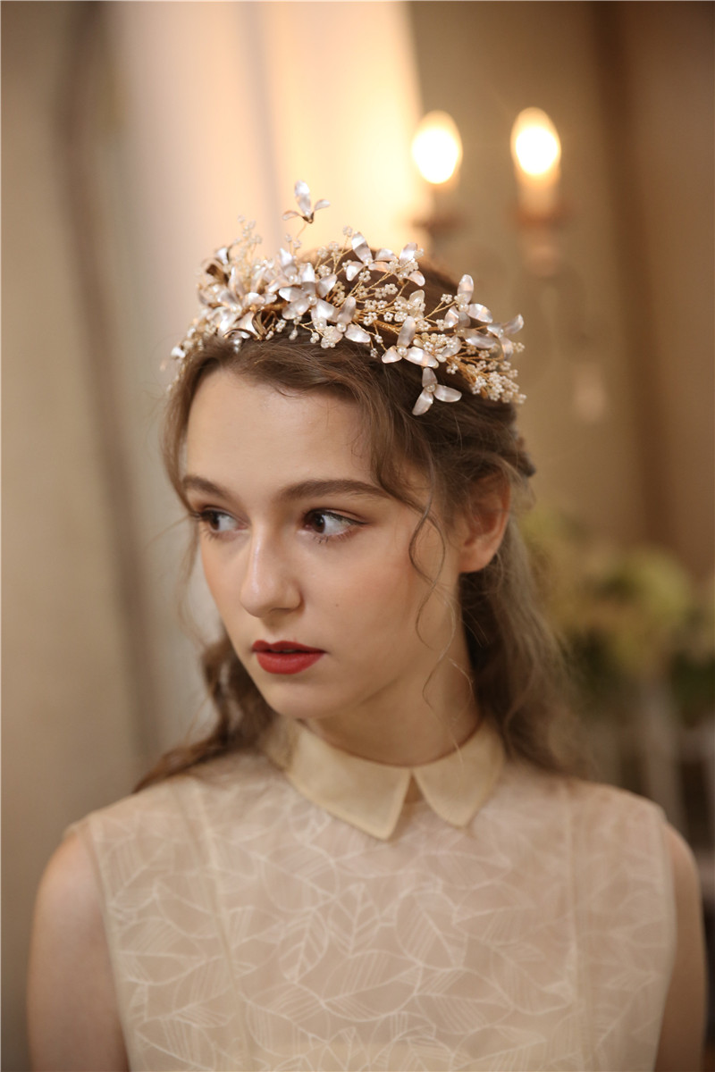 Top Quality Handmade Flower Bride Tiara Crown Wedding Crown