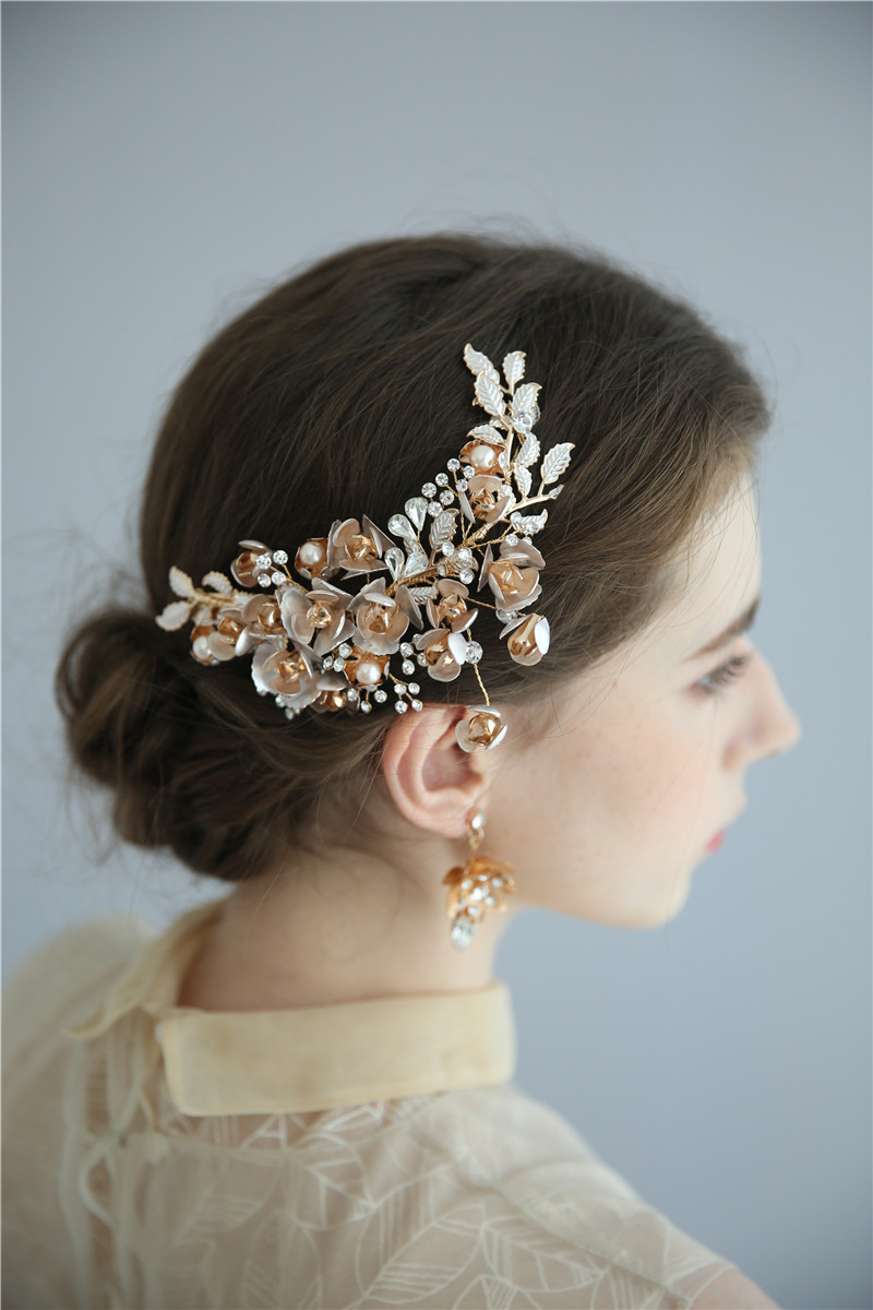 Wedding Hair Pin Handmade Gold Hair Clip Sets Rhinestone Hair Clips For Girls