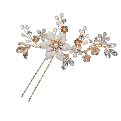 Flower Hairband Wedding Hair Pin Accessories Jewelry Handmade Pearl Crystal Headpiece For Women