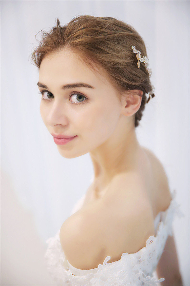 Bride Rhinestone Wedding Headpiece Hair Accessories Women Jewelry Fashion Hand Wired Gold Blossom Hair Comb