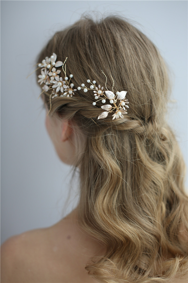 Crystal Pearl Girls Wedding Hair Accessories Jewelry Women Hair Pins