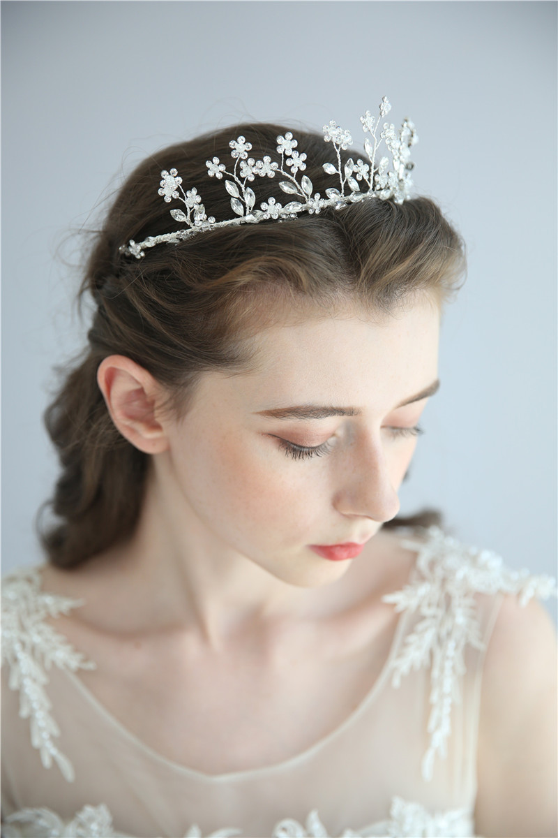 Hair Accessories Headpieces Women Silver Rhinestone Wedding Bridal Crown