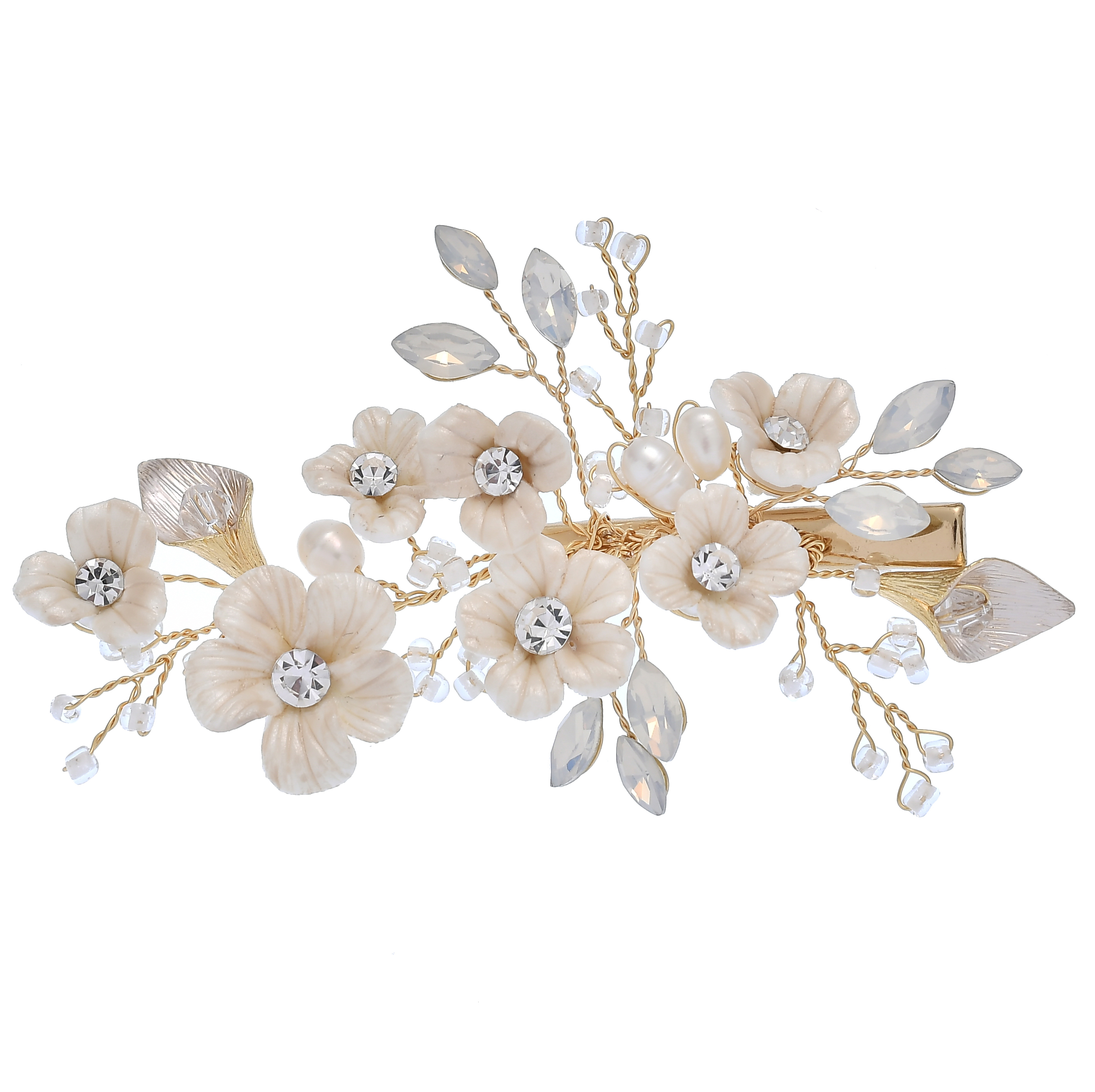 Handmade Bridal Headpiece Zinc Alloy Decorative Diamond Earrings Jewelry Set