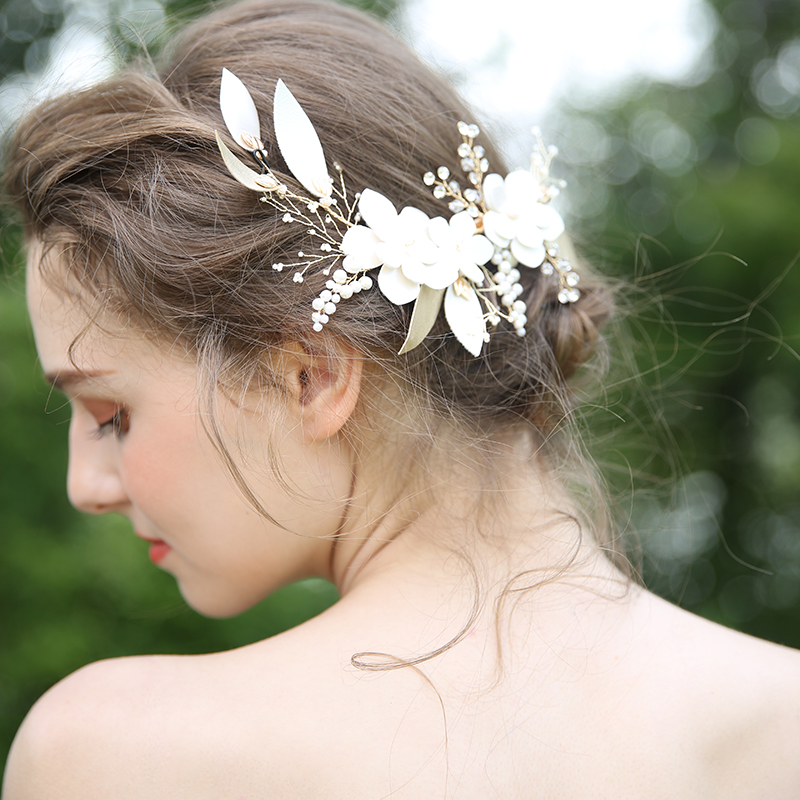 Newest Fashion Flower Wedding Pearl Hair Accessoires Bridal Crystal Rhinestone Side Hair Clips For Women 