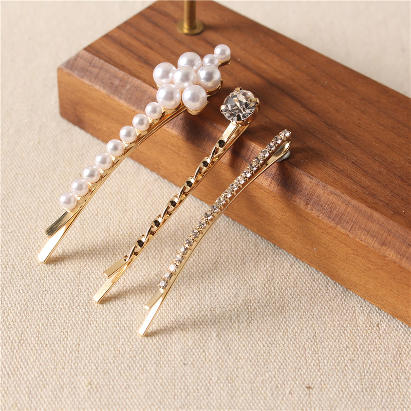 Luxury Handmade Korean Style Fashion Alloy White Pearl Bobby Pins Sets