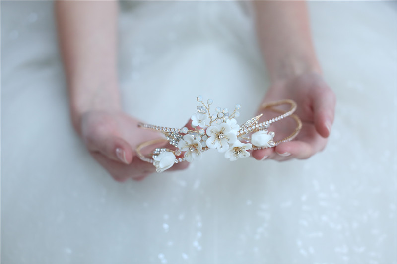 Flower Bridal Accessories Crowns Handmade Fancy Crystal Women Necklace Earring Set