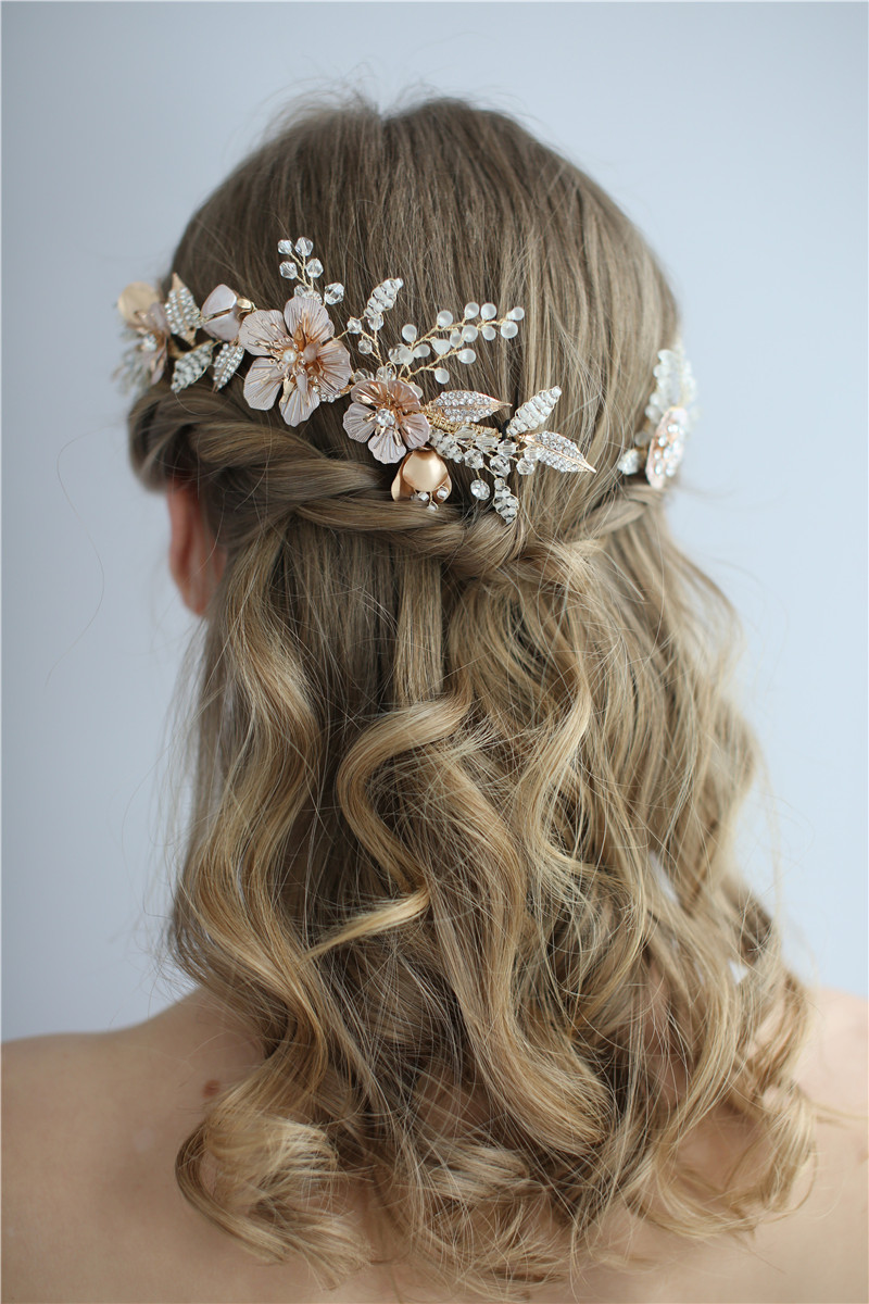 Elegent Flower Bridal Wedding Hair Pins with Rhinestone Crystal