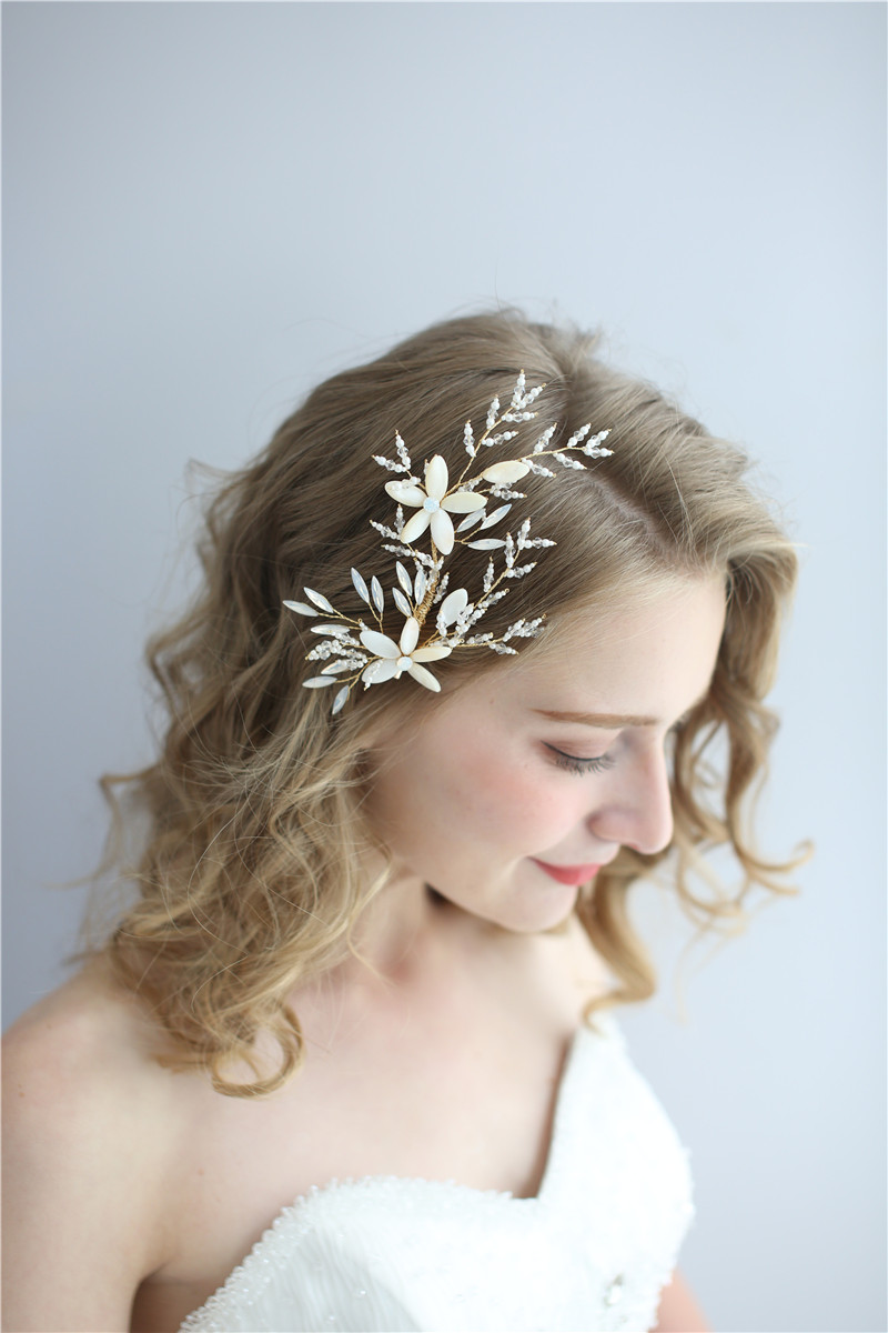 Flower Hair Clip Accessories Gold Beautiful Bridesmaid Head Clip