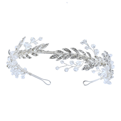 High Quality Shiny Silver Leaves Design Wedding Party Bridal Tiara Crown