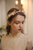 Trendy Ceramic Flower Bride Pearl Hair Ornament Crystal Wedding Tiara Crown