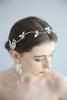 Flowers Hairband Pendant Earring Tiaras Gold Handmade Floral Bridal Headpiece Set