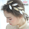 Leather Leaves Hair Accessories Bridal Headband Crystal Rhinestone Headpiece