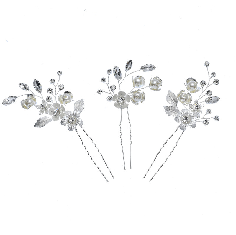 Silver White Pearl Hair Pin Bride Wedding Dress Accessories Hair Pin
