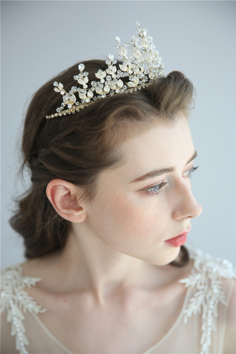Gold Leaf Headband Jewelry Bridal Wedding Crystal Crowns Tiaras