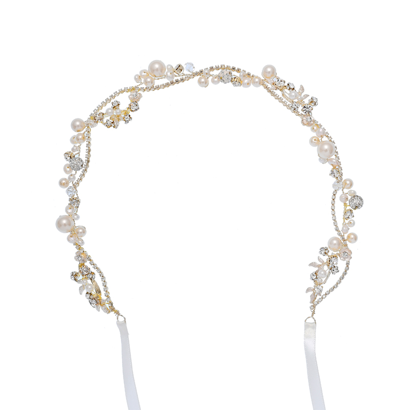 Bridal Hair Vine Pearls Flower Headband Wedding Jewelry Hair Accessories Headpiece
