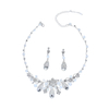 Waterdrop Shape Necklace Earring Wedding Bridal Crystal Silver Jewelry Set