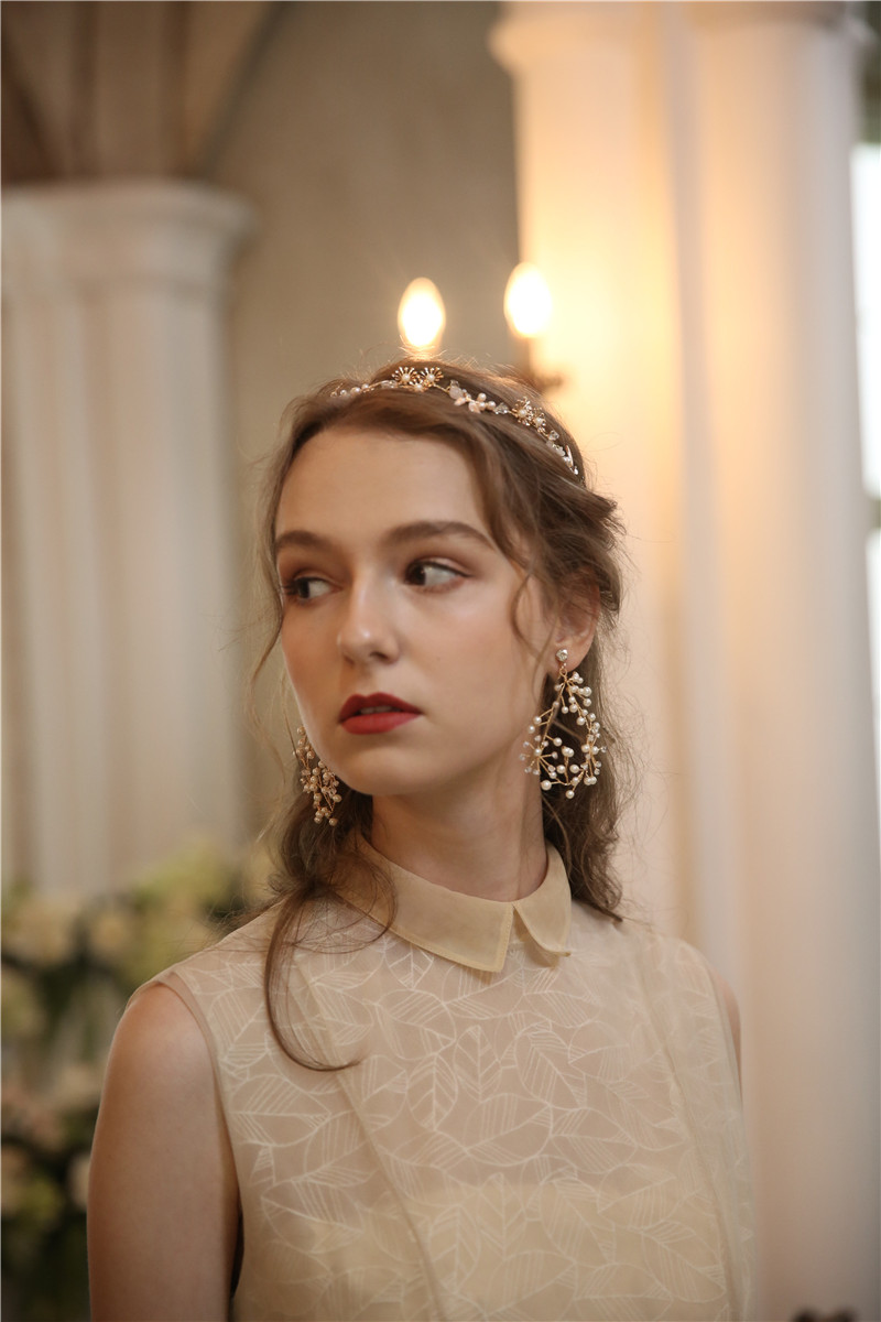 Pearl Pendant Necklace Earring Women Wedding Bridal Jewelry Set