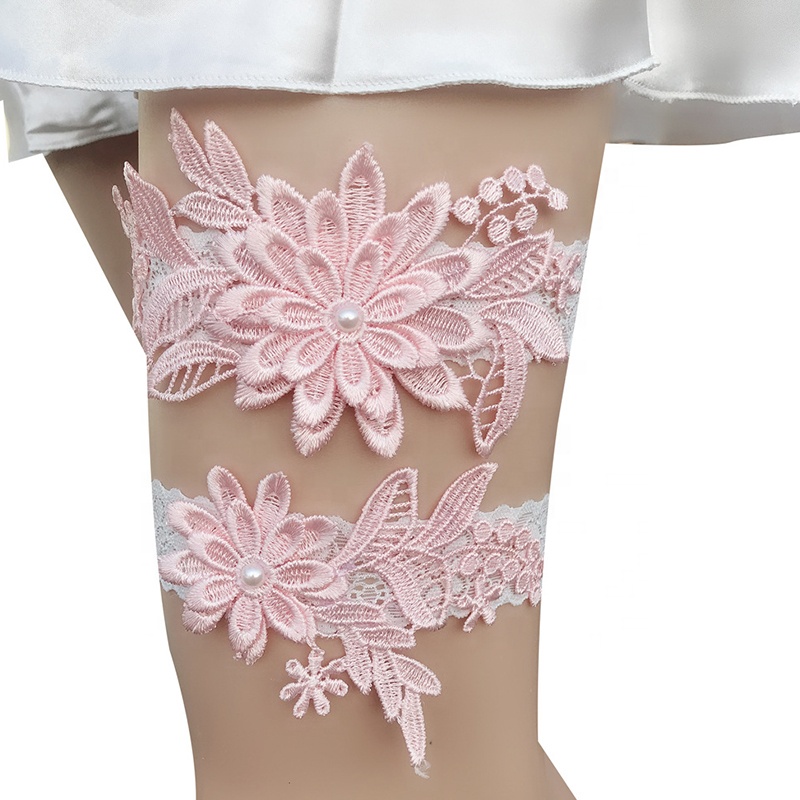 Wedding Supplies 2 Pcs Sexy Girls Lace Flower Pearls Garters Bridal Thigh Leg Garter For Women