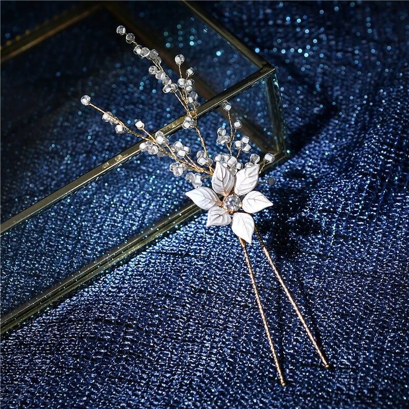 Luxury Beads Hairclip Rhinestone Flower Hair Pins Wedding Fascinators For Women
