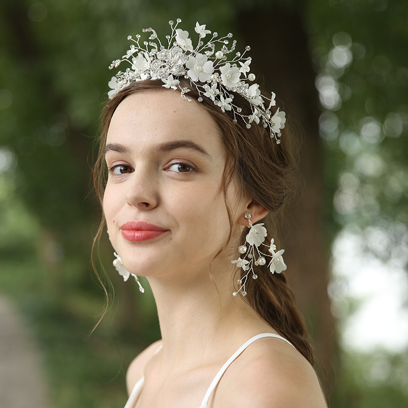 2020 New Gauze Flower Fashion Design Wedding Crystal Bridal Jewelry Set