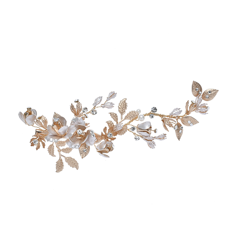High Quality Custom Handmade Metal Leaf & Flower Bridal Hairpiece
