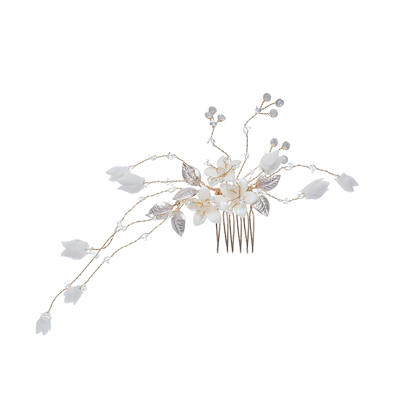 Korea Style Design Handmade Cubic Zirconia Flower Wedding Hair Comb Jewelry Set 