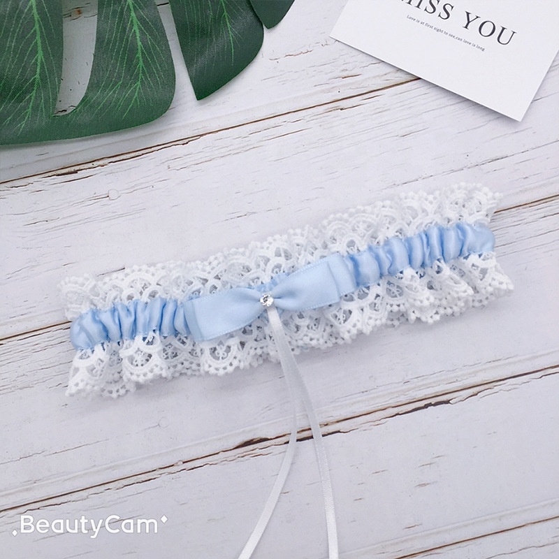 Party Decorated Sexy Blue Leg Garter Ribbon Bridal Lace Garter
