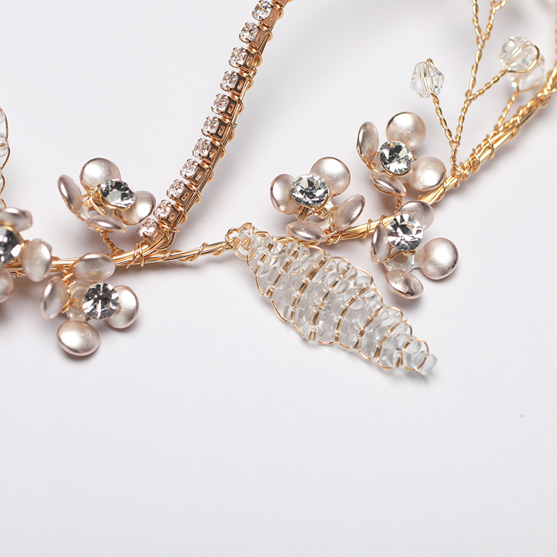 Custom Design Hair Jewelry handmade Gold Leaf Headdress Accessories Prom Headpiece Flower Bridal headband