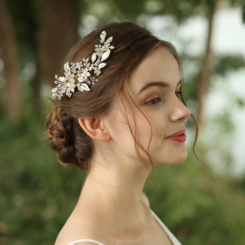 Elegant Korean Style Pop Handmade Big Crystal Bridal Hairclip Headpiece 
