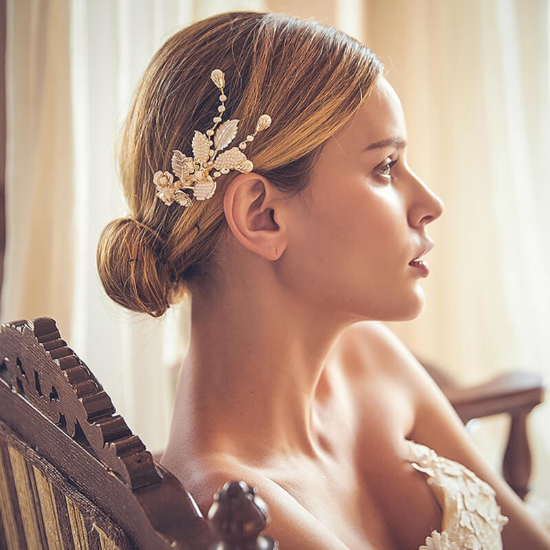 Handmade Leaves Flower Wedding Hair Accessories Fashion Pearls Beads Hair Clips