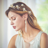 Handmade Wedding Gold Leaves Flowers Style Beads Headdress Earrings Set