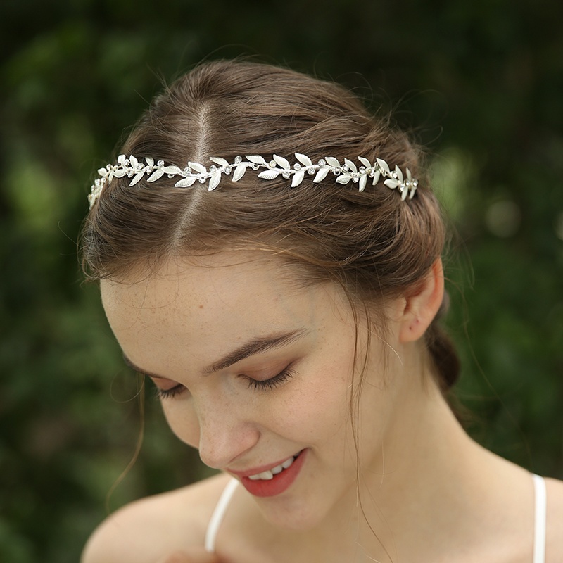 Wholesales Handmade Wedding Simple Leaf Rhinestones Headband For Bride