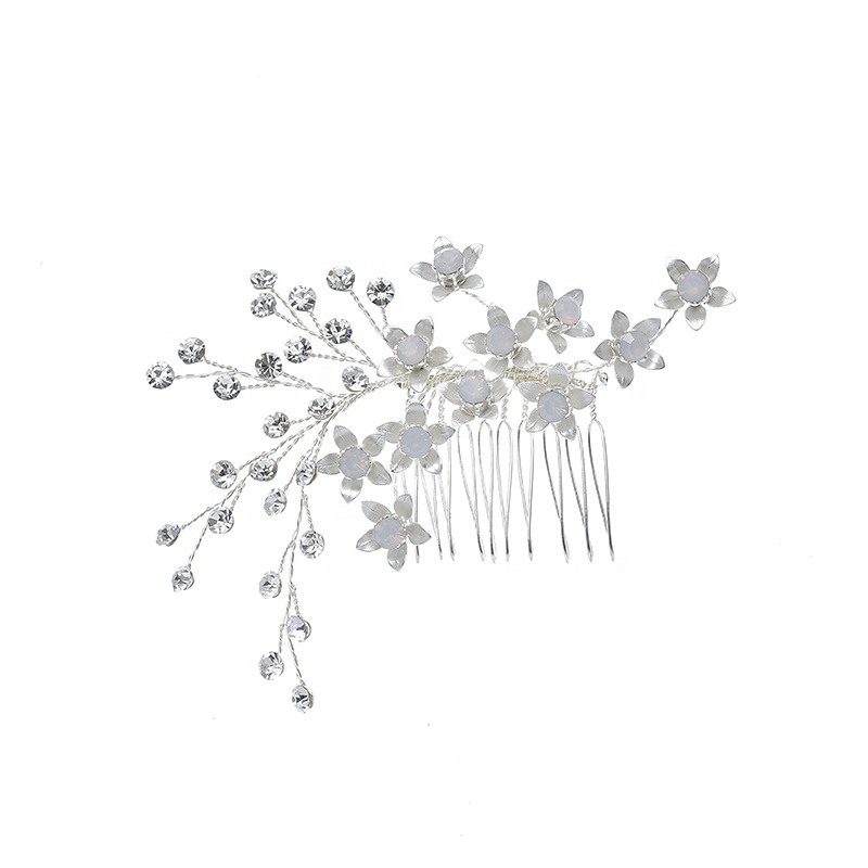 Customized Bridal Rhinestone Flower Hair Comb Hairclip Jewelry Headpiece Set