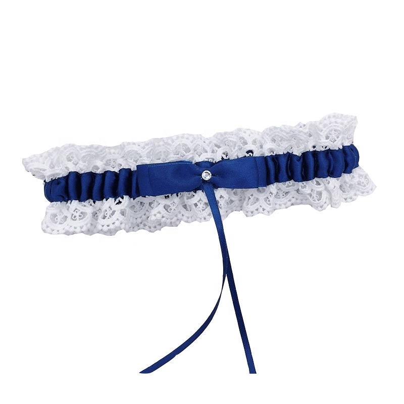 Party Decorated Sexy Blue Leg Garter Ribbon Bridal Lace Garter