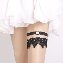 Elegant Black Lace Pearl Wedding Bridal Garter Women Sexy Leg Trim Garter