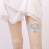 Luxurious Crystal Rhinestone Pearl Decorated Wedding Garter Blue Lace Flowers Garters