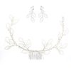 Custom Elegant Bridal Headdress Handmade Hollow Leaves Imitation Pearl Wedding Women Hair Combs Hair Jewelry Earring Set 