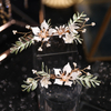 Fancy Handmade Flower Wedding Hair Metal Leaves Jewelry Accessories Imitation Pearl Beads Bridal Wedding Hair Clips