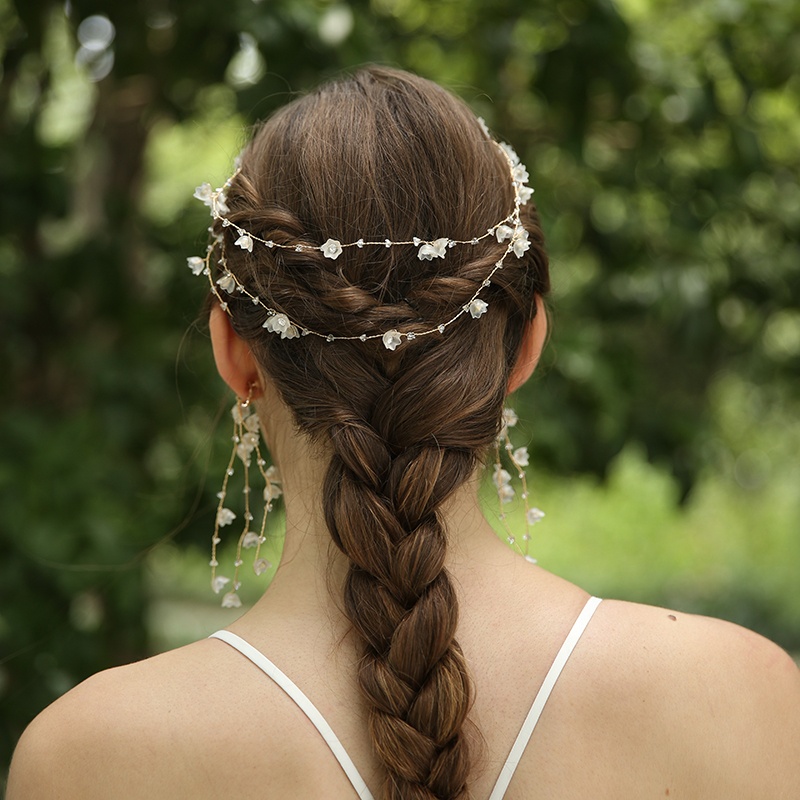 Handmade Long Hair Floral Vine Bridal Decorative Head Chain