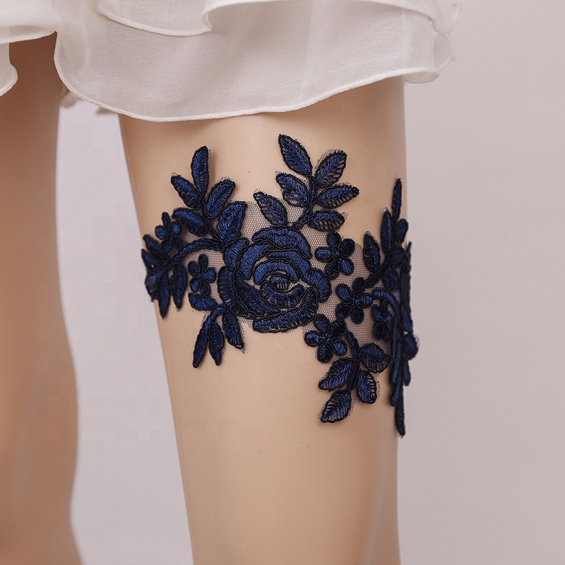 Latest Navy Blue Garter Sexy Bridal Wedding Dress Garter For Leg Decoration